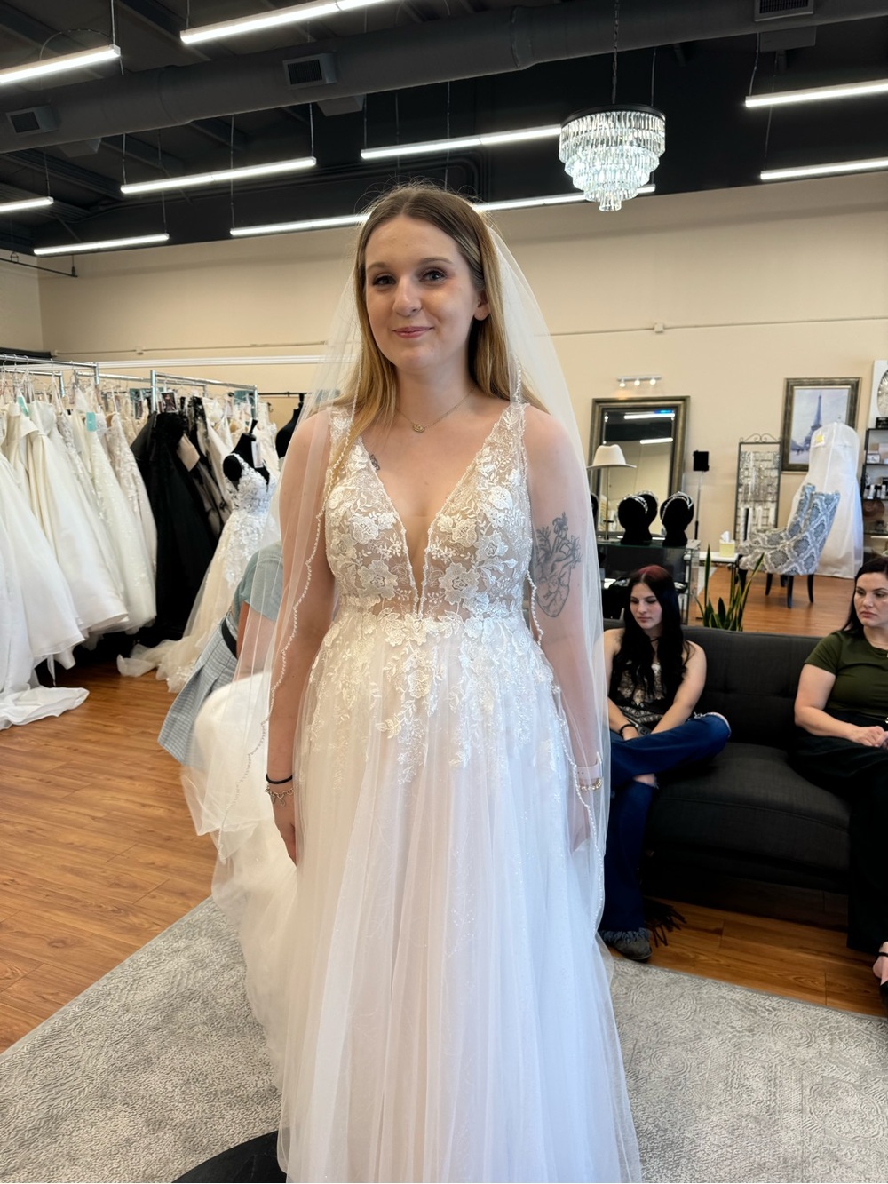 Bridal Lace Tulle Wedding Gown - White